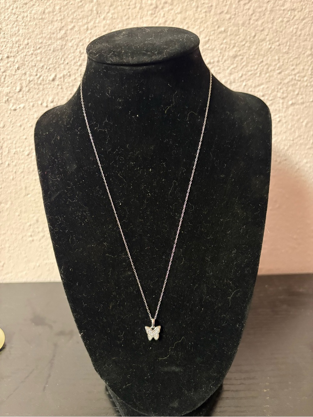 925 Sterling Silver Butterfly Pendant Necklace Sparkling Stone Accents